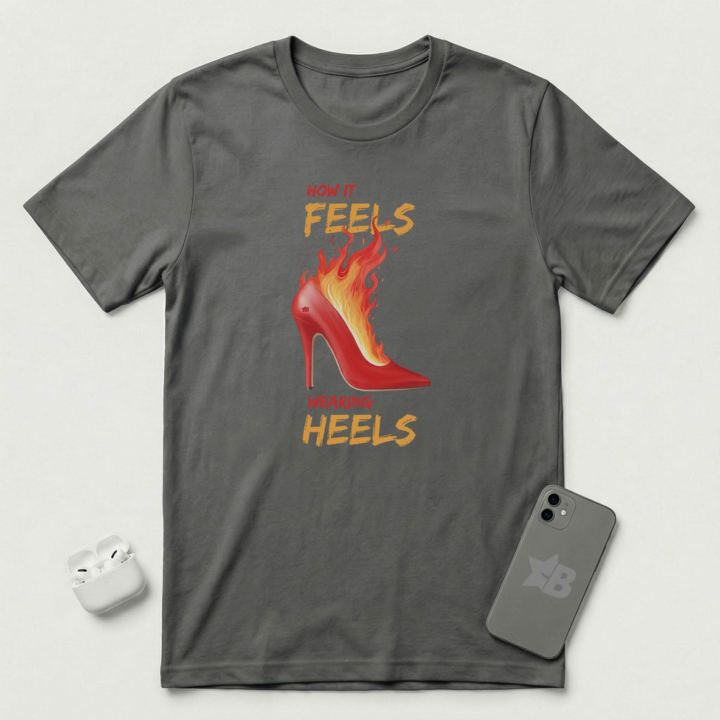 How it Feels Wearing Heels - Red Shoe - T-Shirt - Asphalt mockup