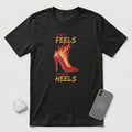 How it Feels Wearing Heels - Red Shoe - T-Shirt - Black mockup
