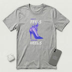 How it Feels Wearing Heels - Purple Shoe - T-Shirt - Athletic Heather mockup
