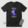 How it Feels Wearing Heels - Purple Shoe - T-Shirt - Black mockup