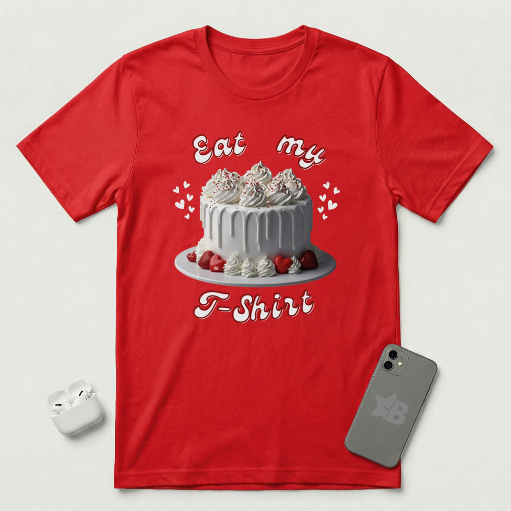 Eat My T-Shirt - White Cake - T-Shirt - Red mockup