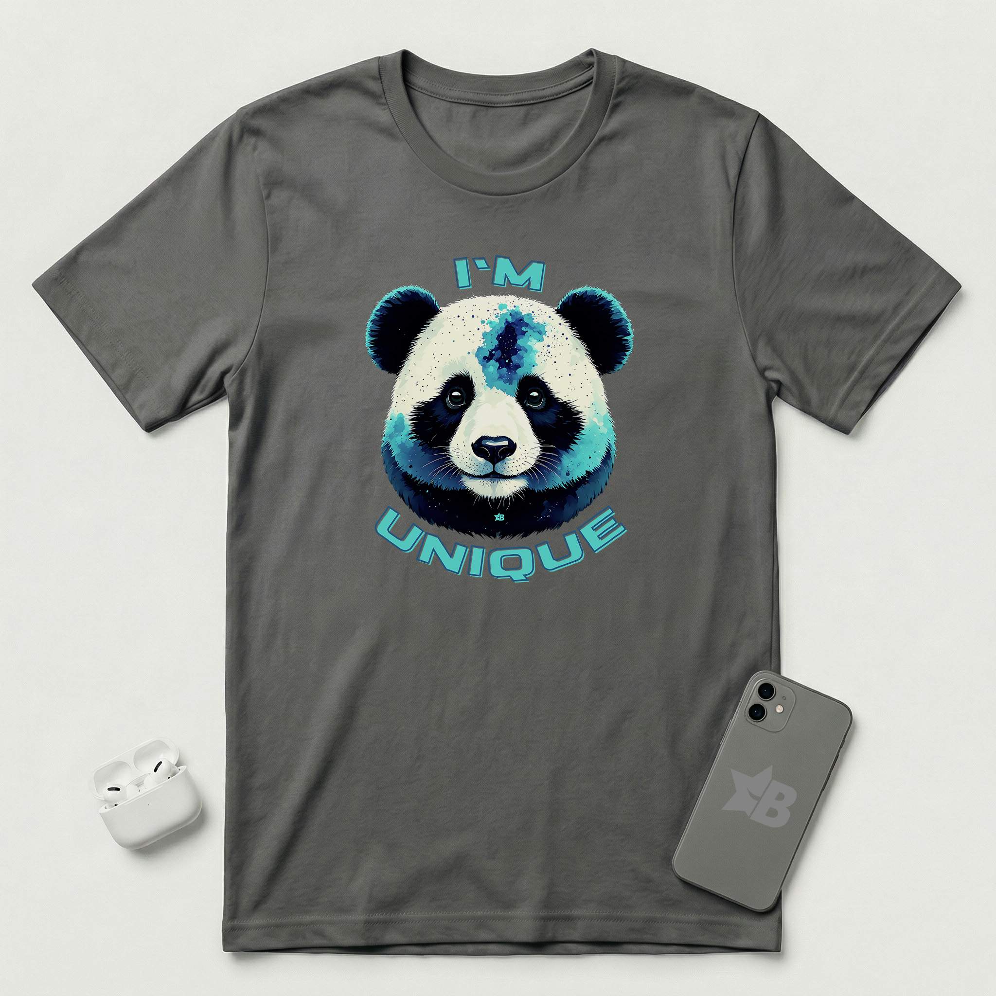 I'm Unique - Blue Panda - T-Shirt - Asphalt mockup
