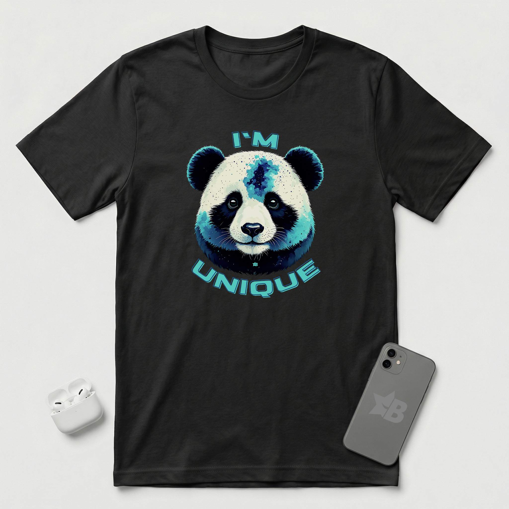 I'm Unique - Blue Panda - T-Shirt - Black mockup