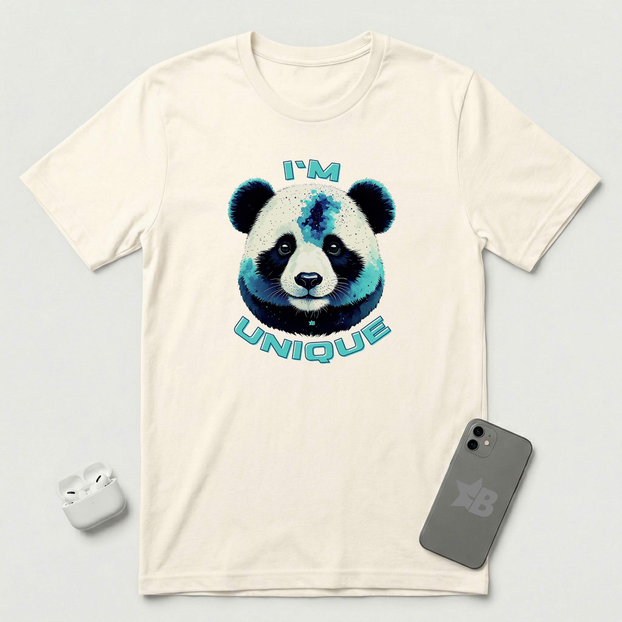 I'm Unique - Blue Panda - T-Shirt - Natural mockup