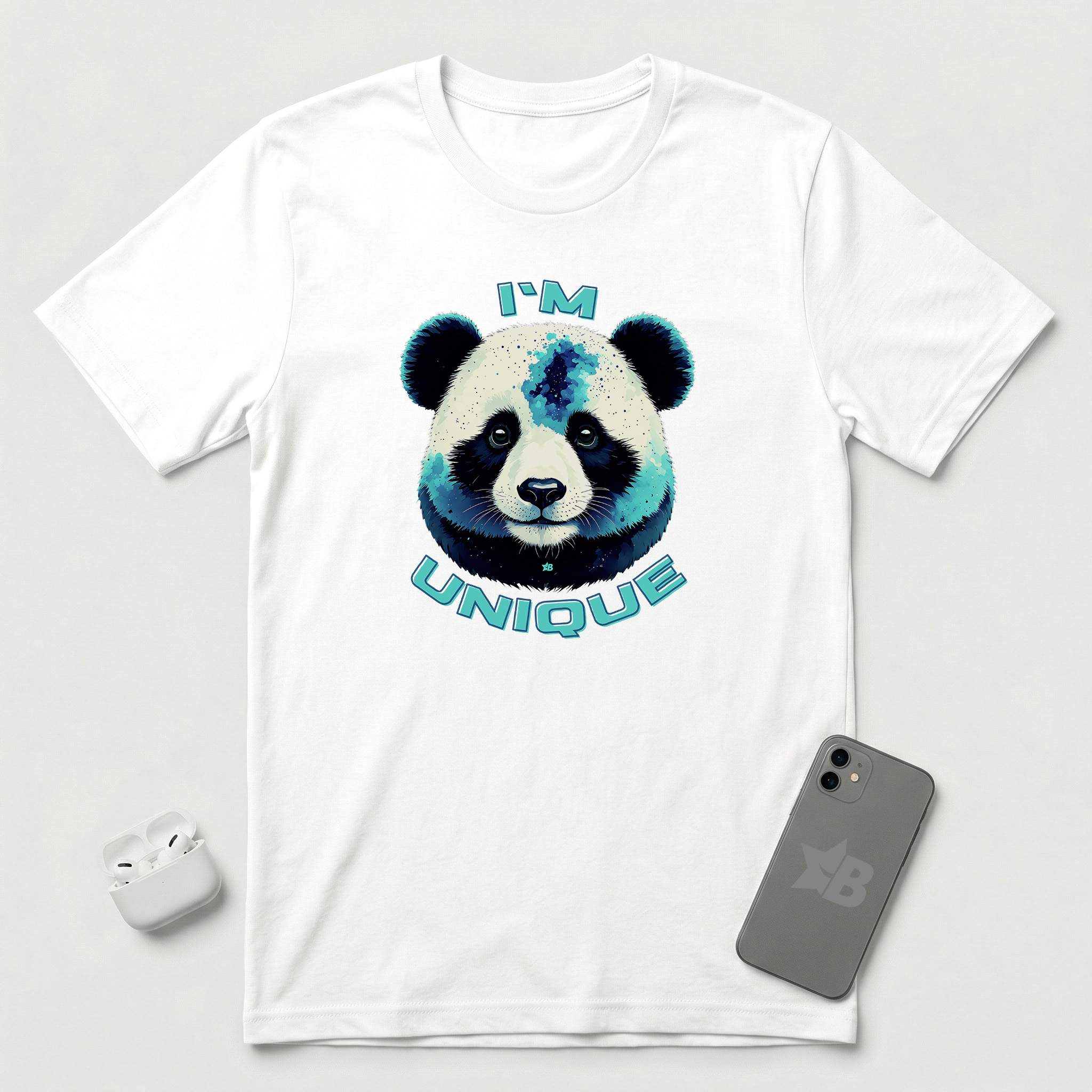 I'm Unique - Blue Panda - T-Shirt - White mockup