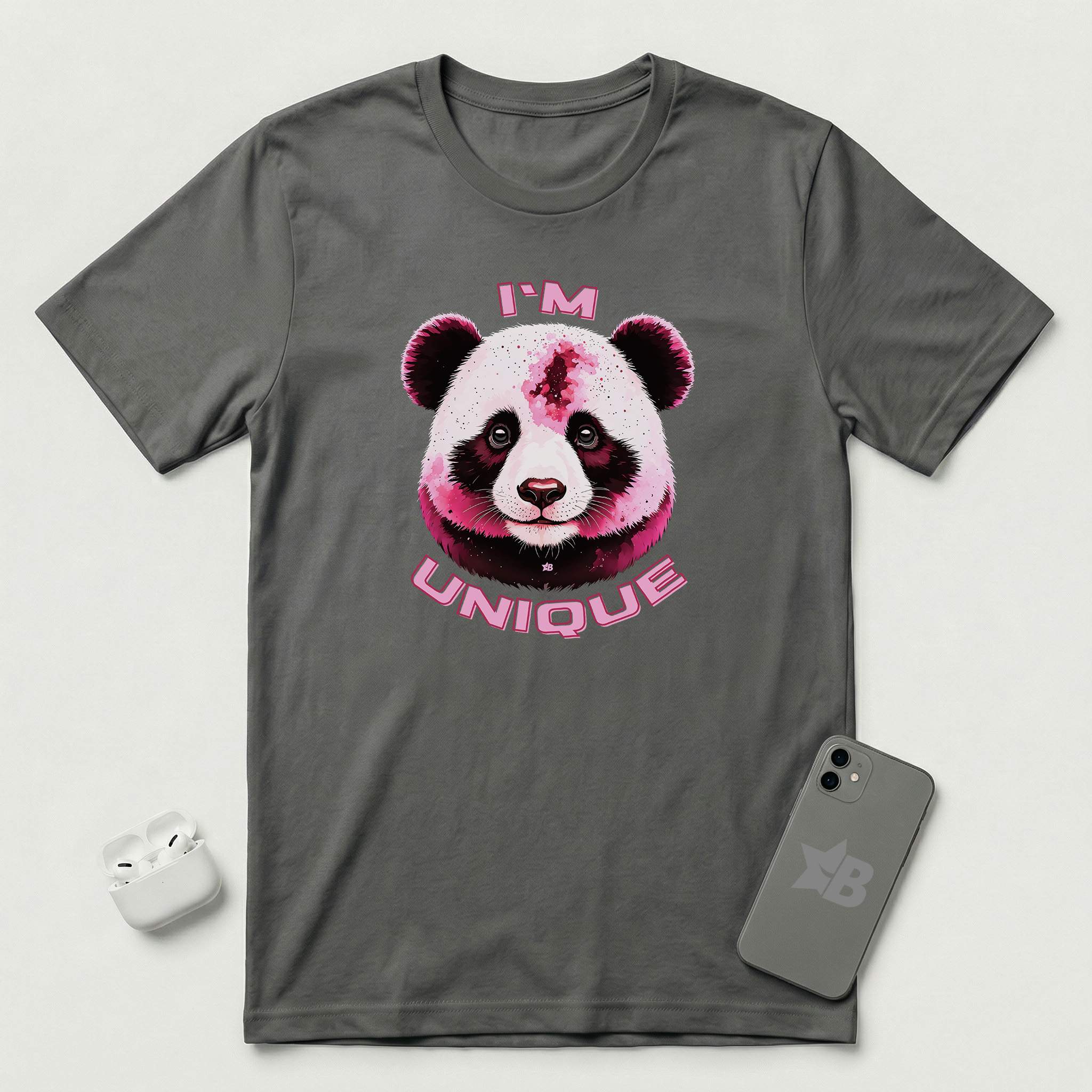 I'm Unique - Pink Panda - T-Shirt - Asphalt mockup