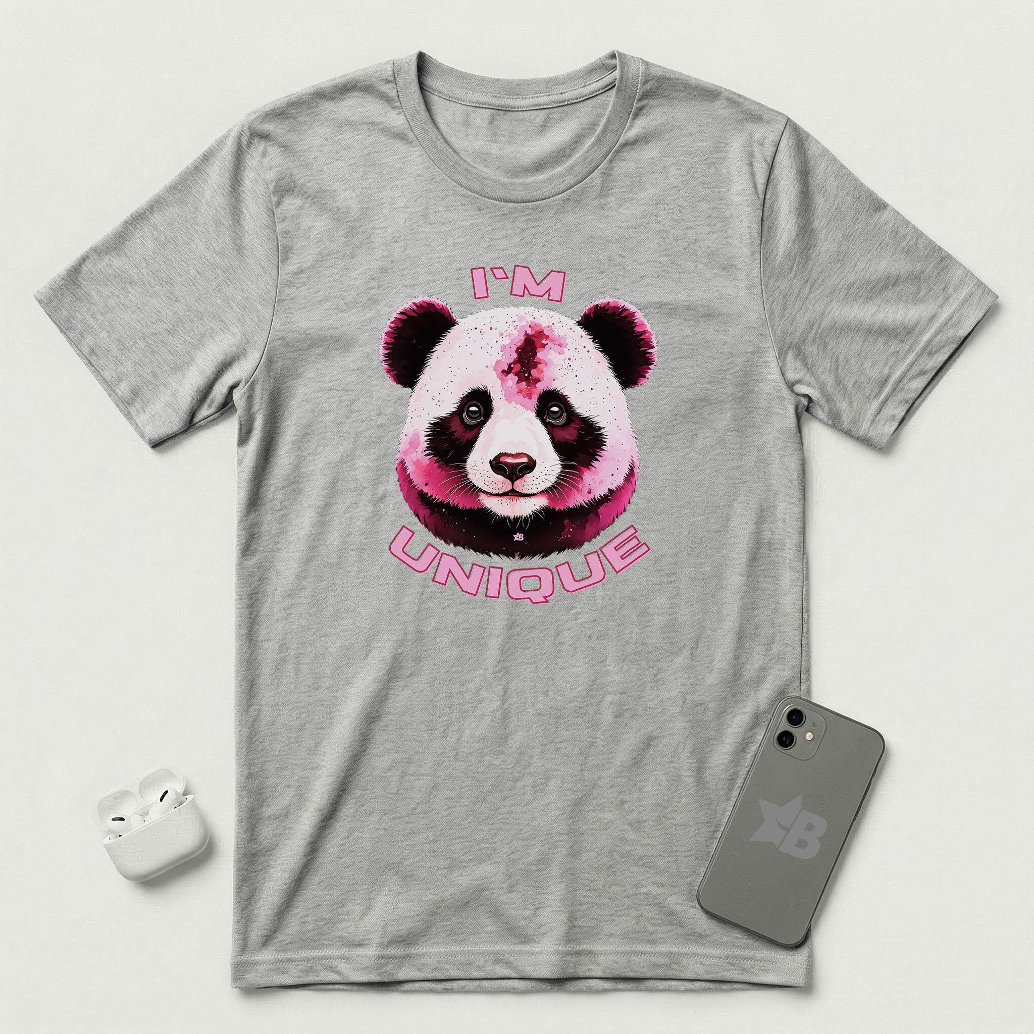 I'm Unique - Pink Panda - T-Shirt - Athletic Heather mockup
