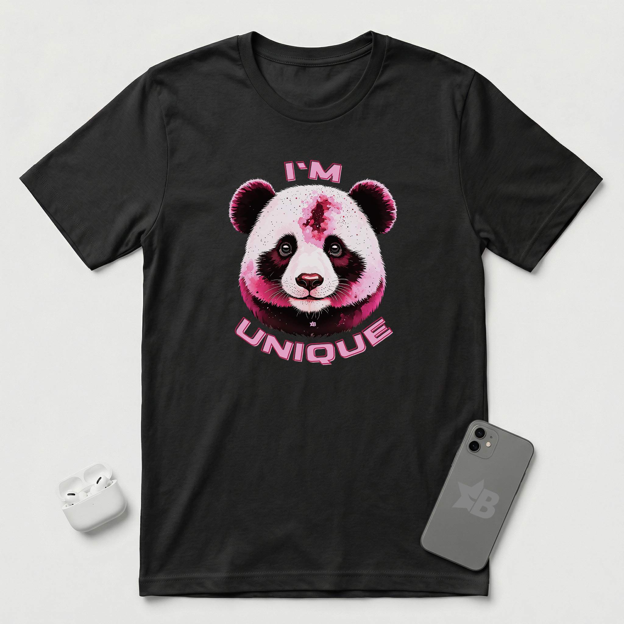 I'm Unique - Pink Panda - T-Shirt - Black mockup