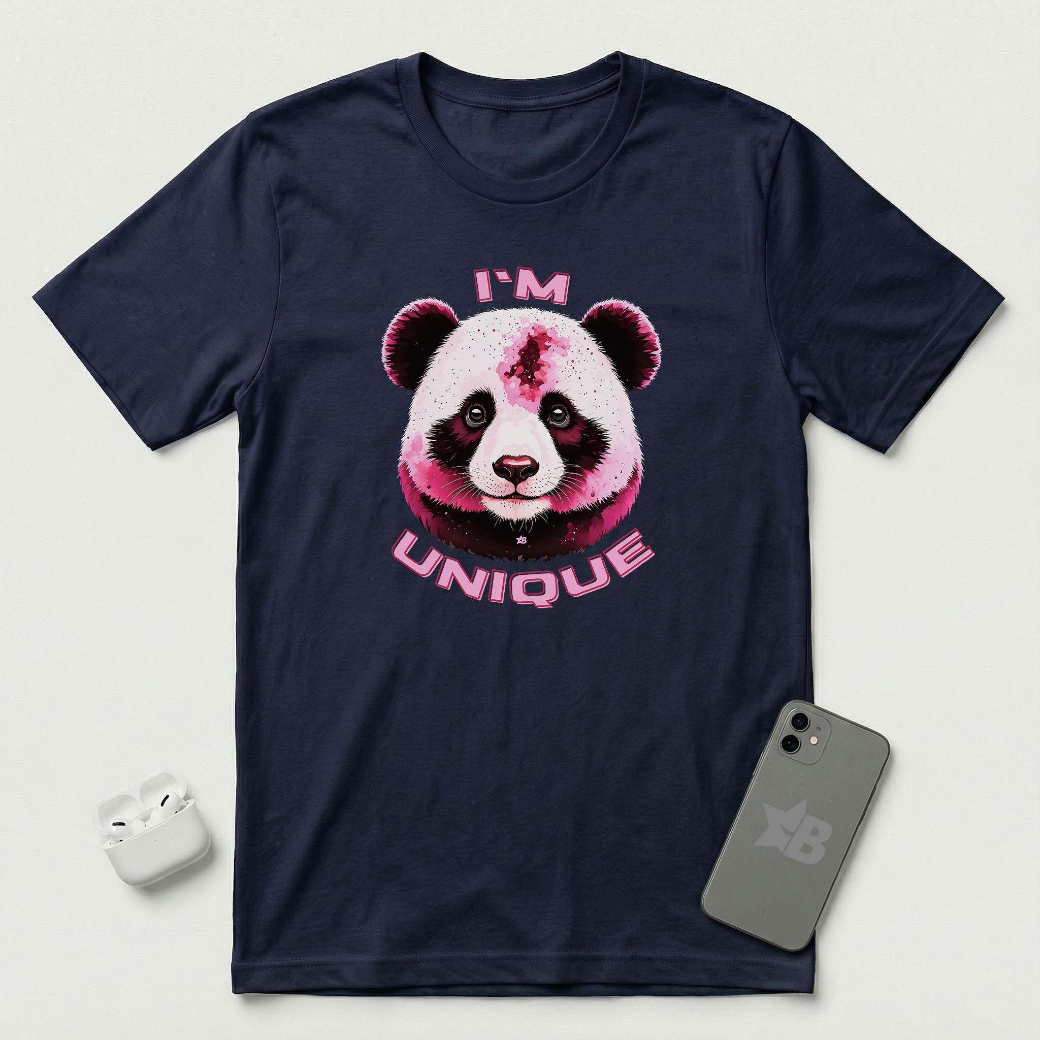 I'm Unique - Pink Panda - T-Shirt - Navy mockup