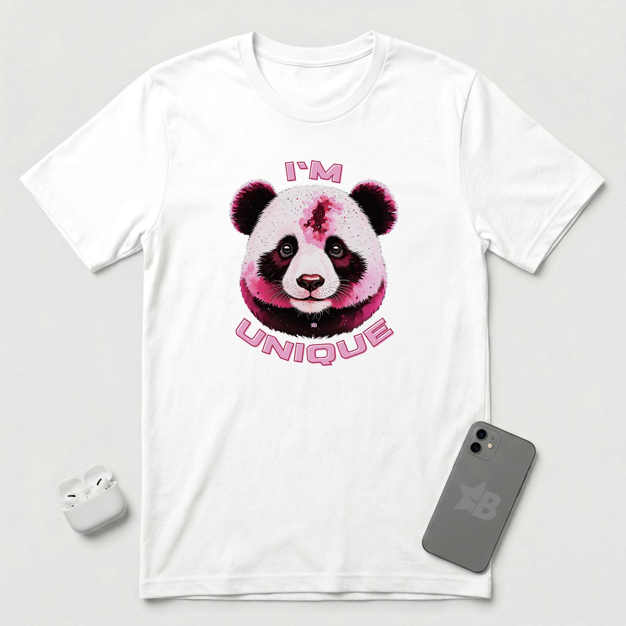 I'm Unique - Pink Panda - T-Shirt - White mockup