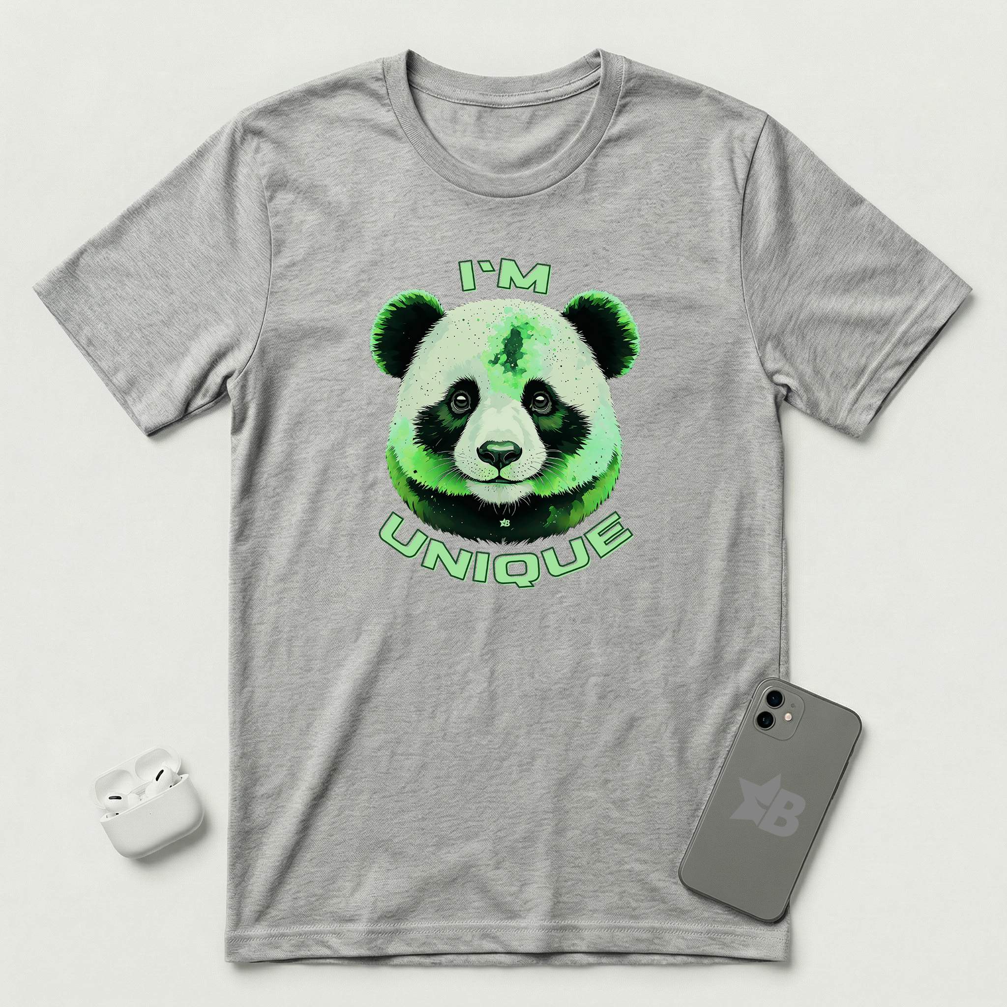 I'm Unique - Green Panda - T-Shirt - Athletic Heather mockup