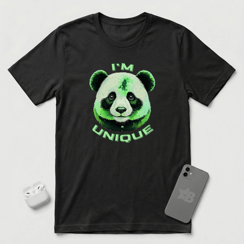 I'm Unique - Green Panda - T-Shirt - Black mockup