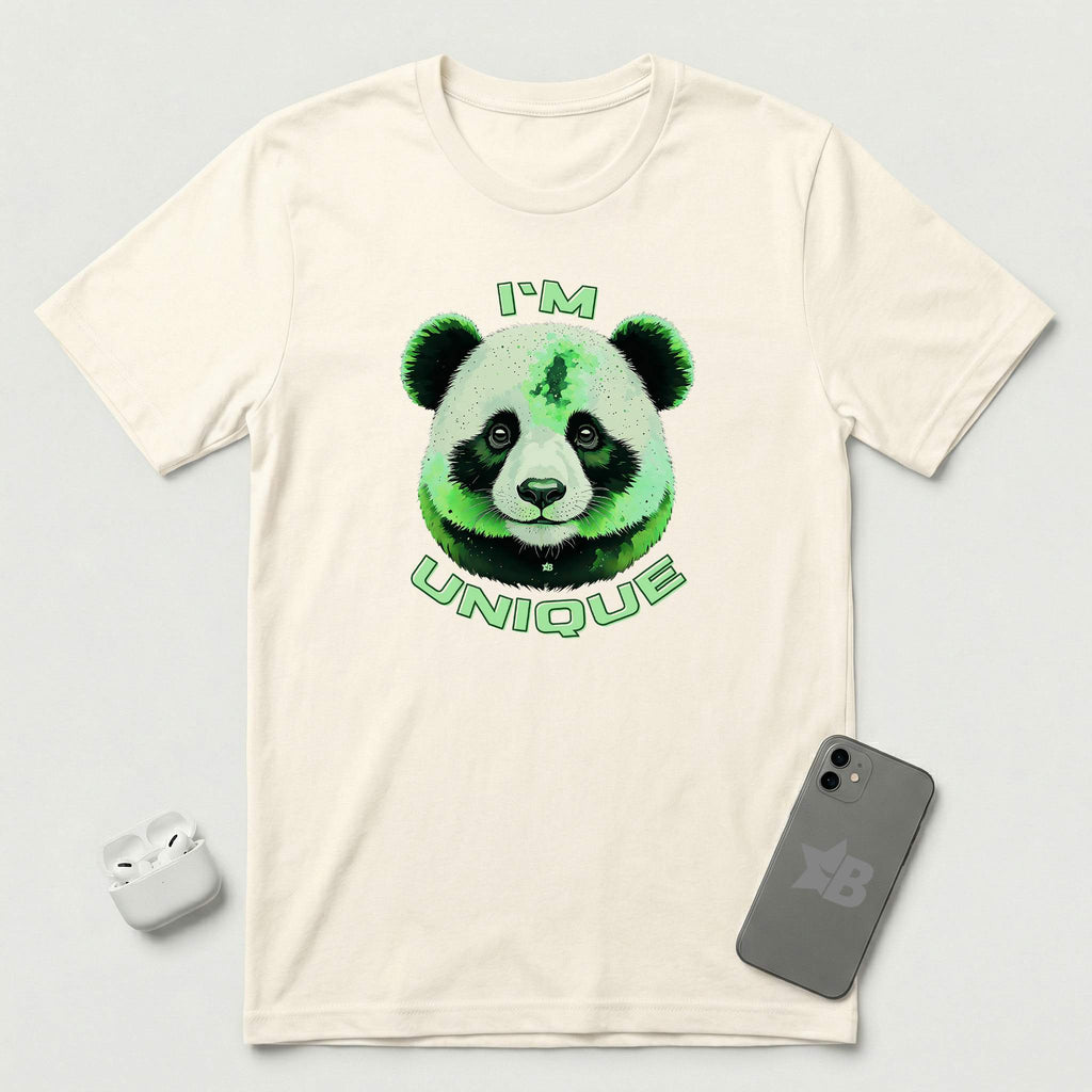 I'm Unique - Green Panda - T-Shirt - Natural mockup