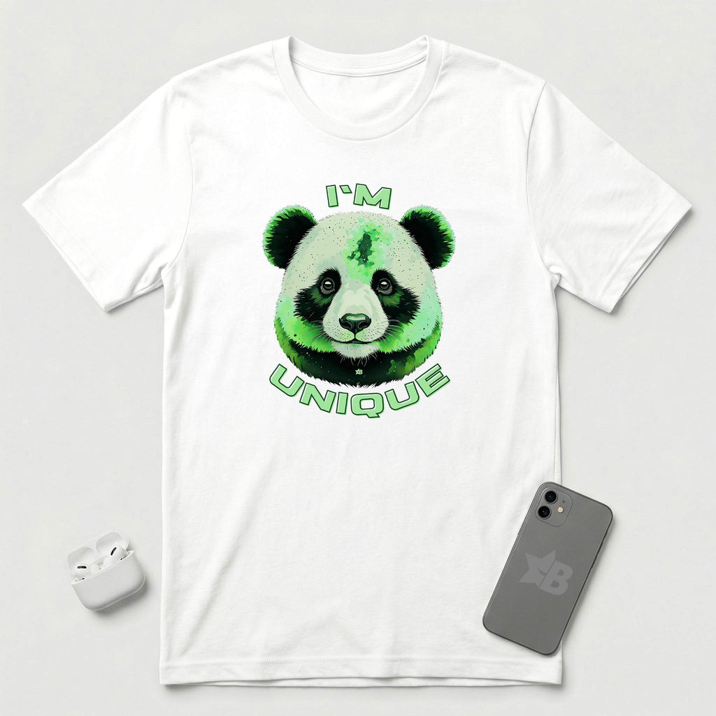 I'm Unique - Green Panda - T-Shirt - White mockup