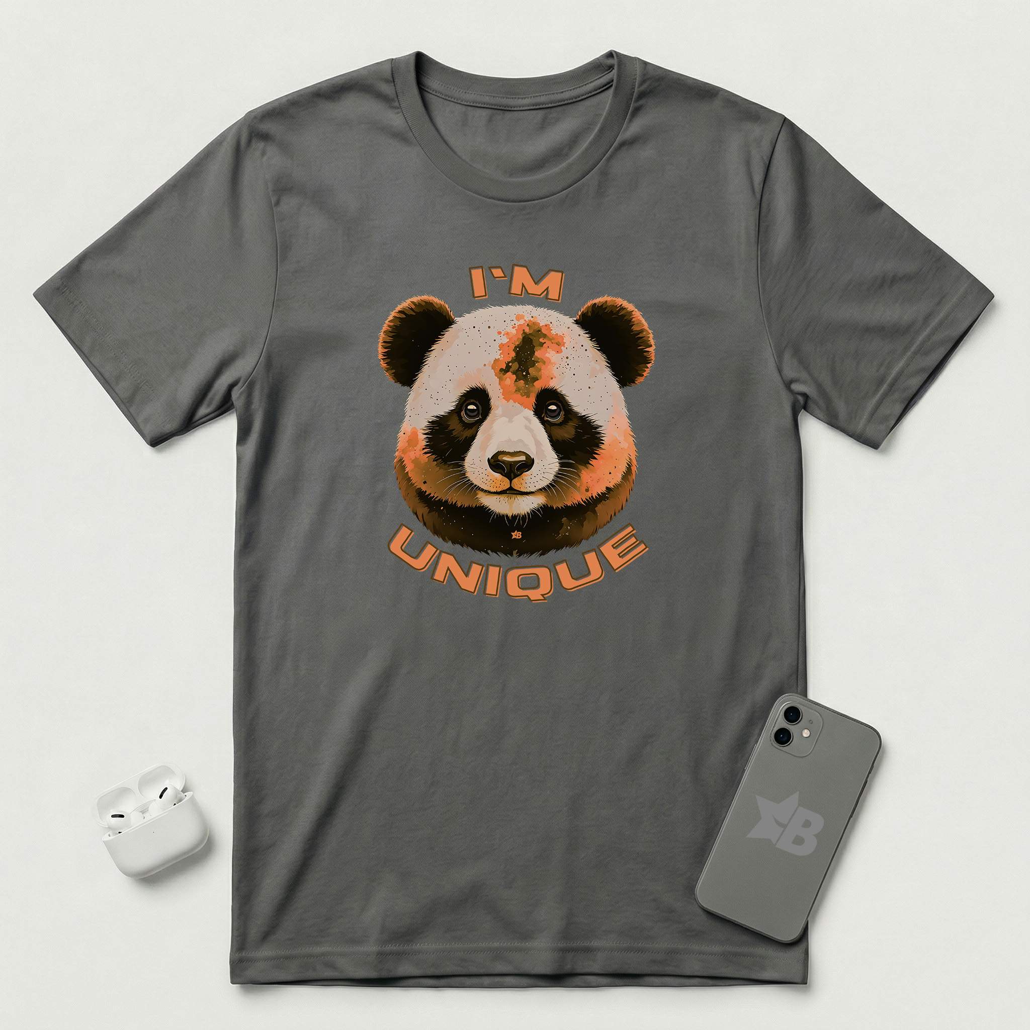 I'm Unique - Orange Panda - T-Shirt - Asphalt mockup