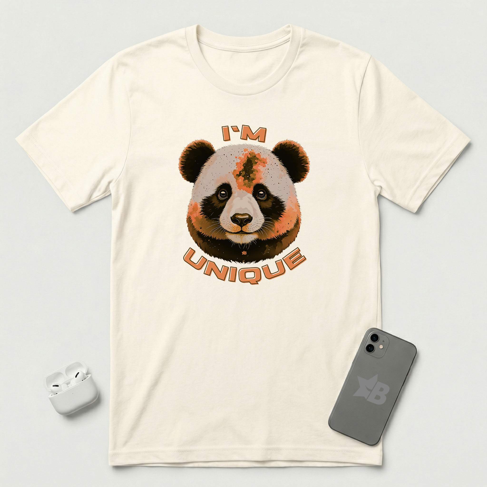 I'm Unique - Orange Panda - T-Shirt - Natural mockup