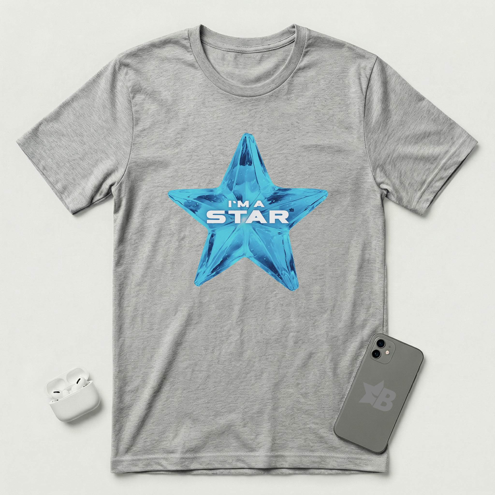I'm a Star - Blue Star - T-Shirt - Athletic Heather mockup