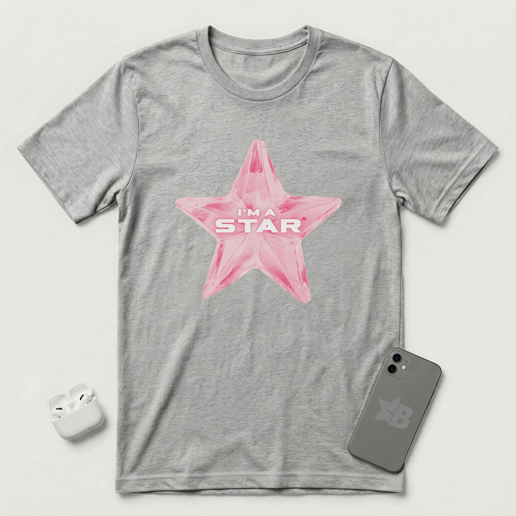 I'm a Star - Pink Star - T-Shirt - Athletic Heather mockup