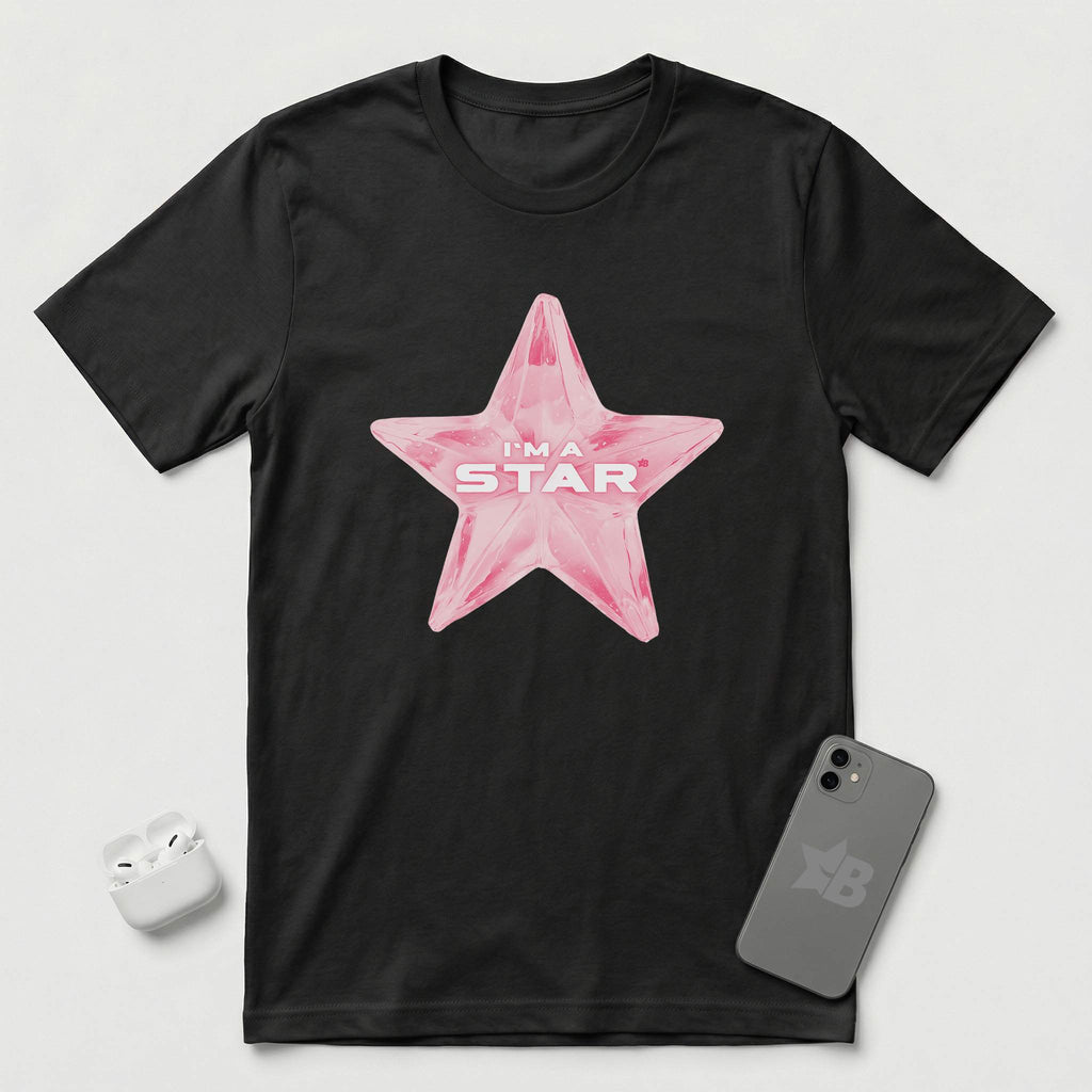 I'm a Star - Pink Star - T-Shirt - Black mockup