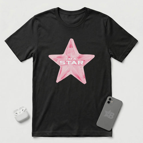 I'm a Star - Pink Star - T-Shirt - Black mockup