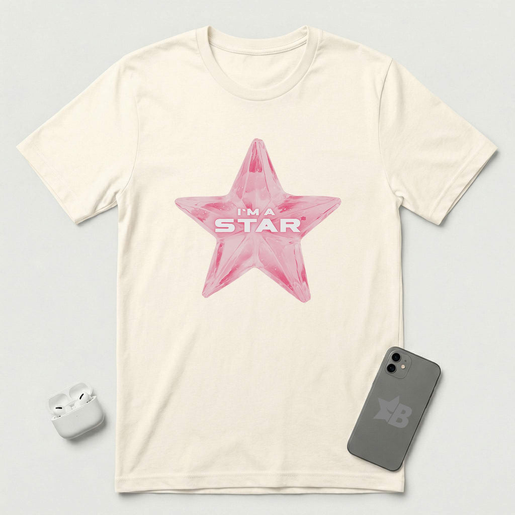 I'm a Star - Pink Star - T-Shirt - Natural mockup