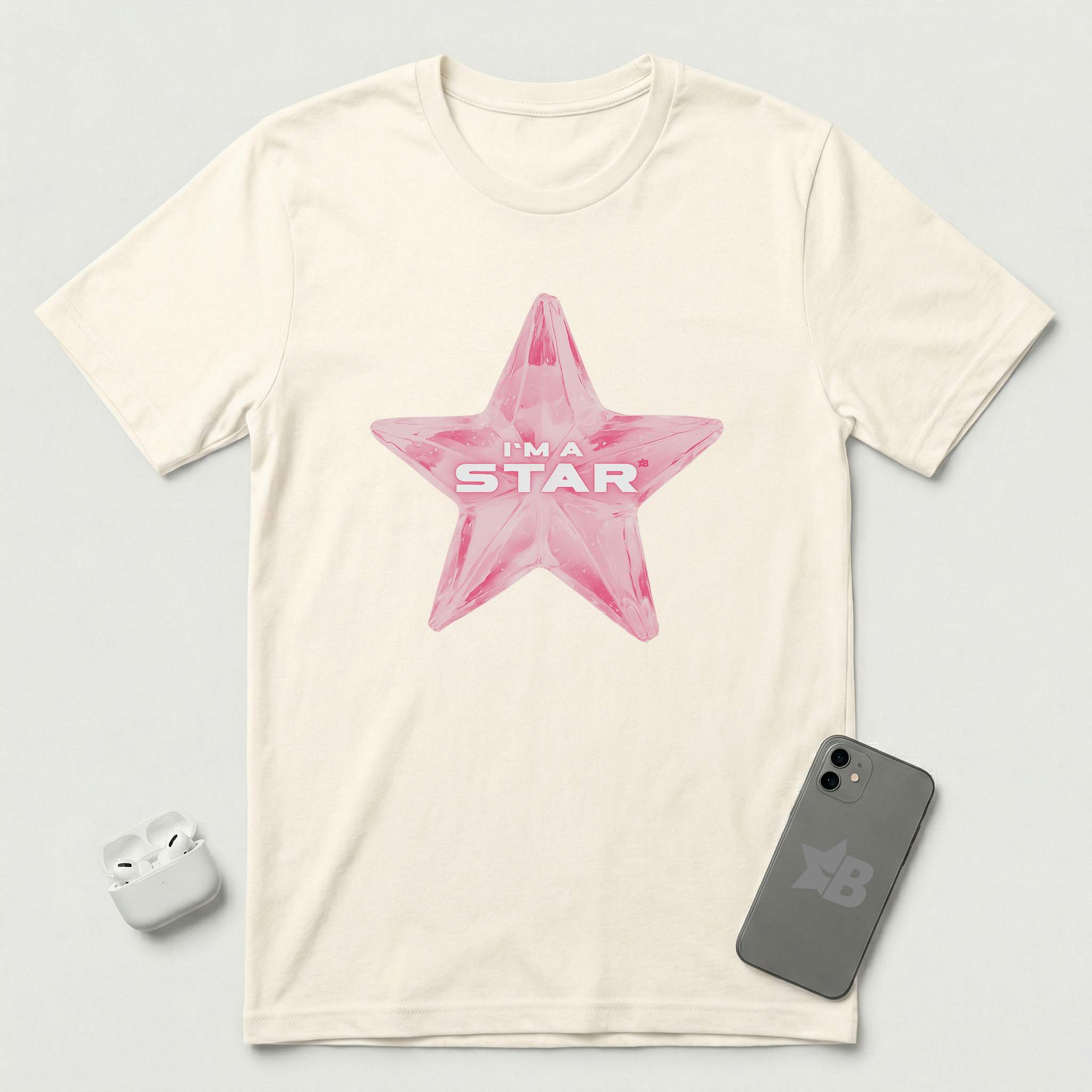 I'm a Star - Pink Star - T-Shirt - Natural mockup