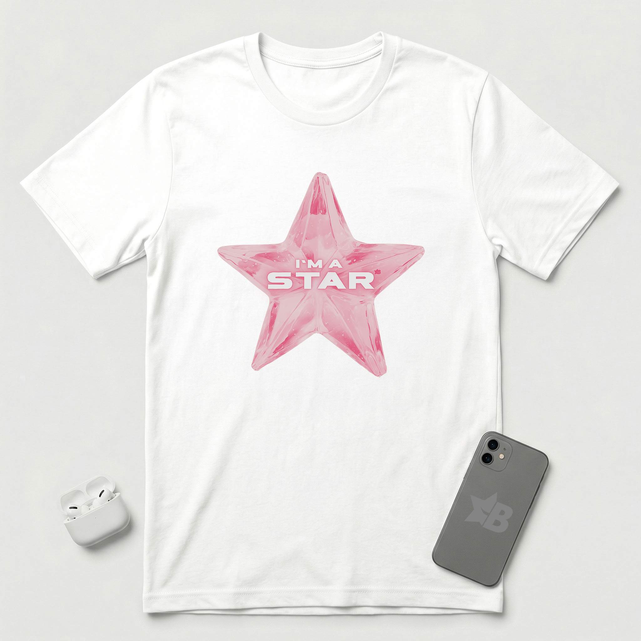 I'm a Star - Pink Star - T-Shirt - White mockup