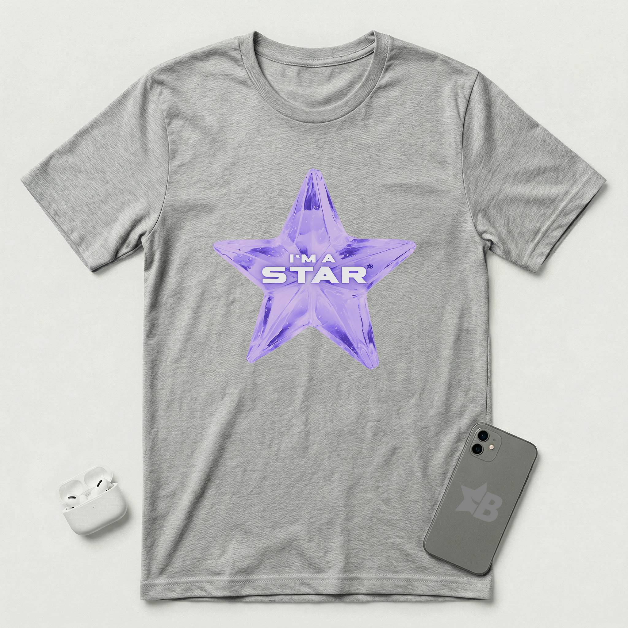 I'm a Star - Purple Star - T-Shirt - Athletic Heather mockup
