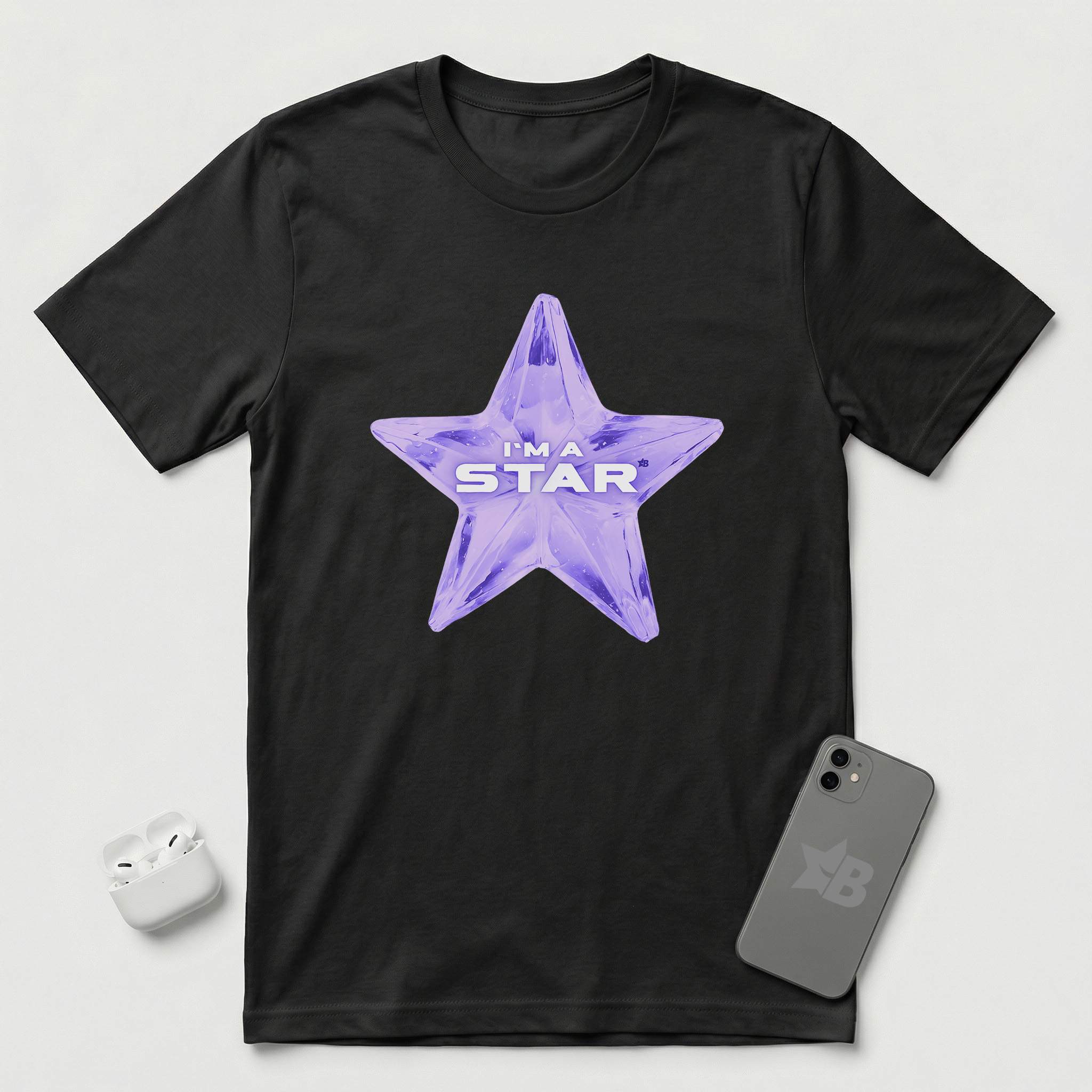 I'm a Star - Purple Star - T-Shirt - Black mockup