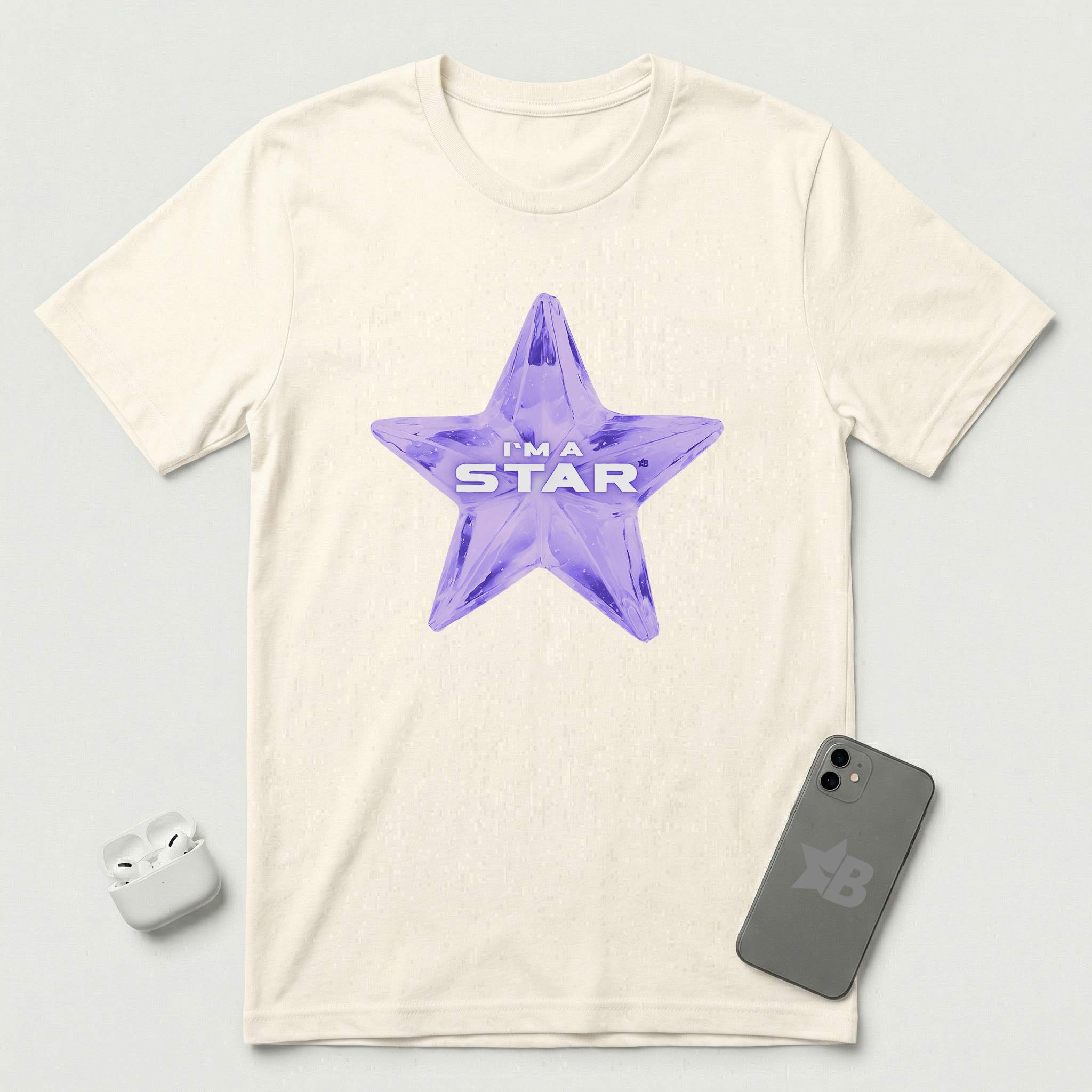 I'm a Star - Purple Star - T-Shirt - Natural mockup