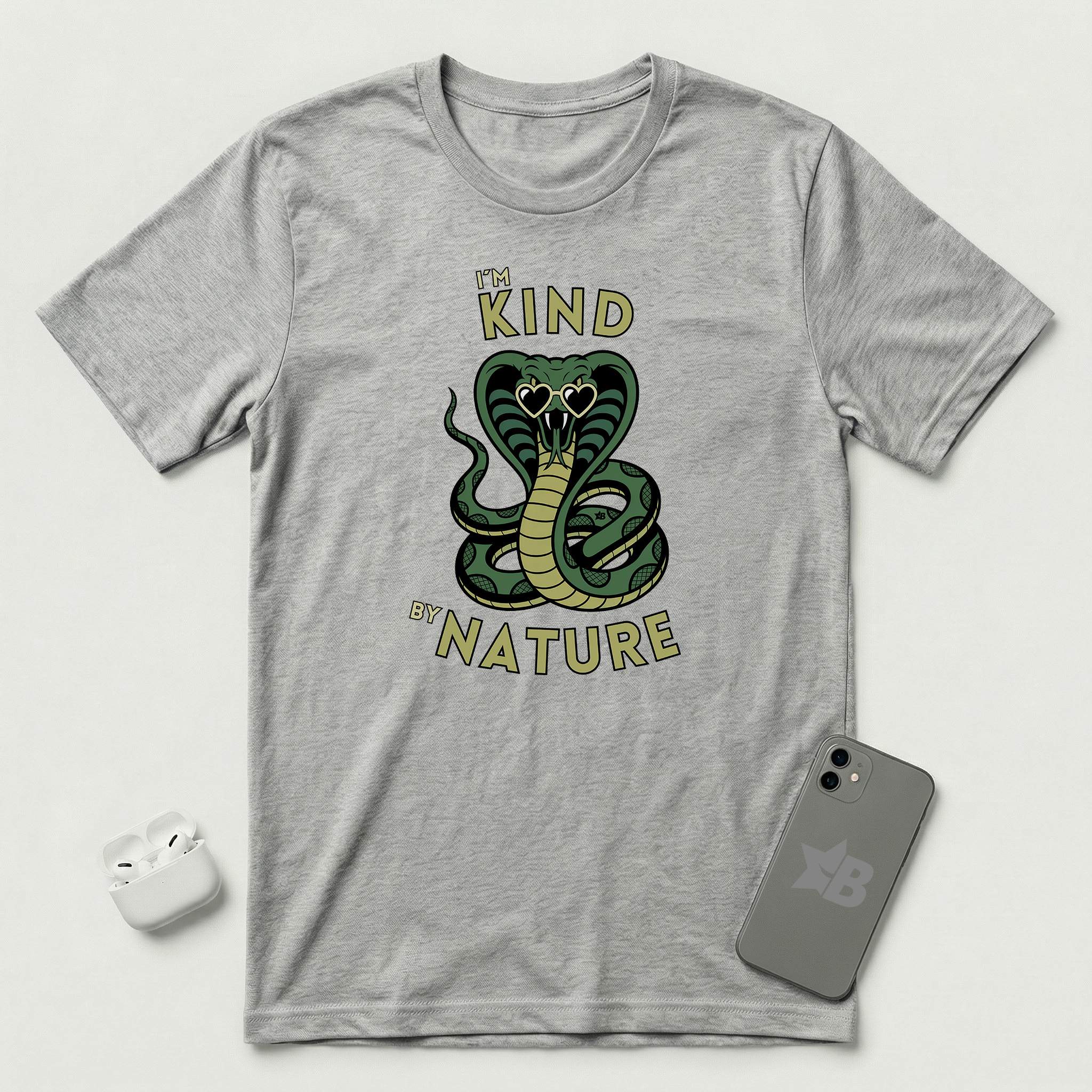 I'm Kind by Nature - Green Cobra - T-Shirt - Athletic Heather mockup