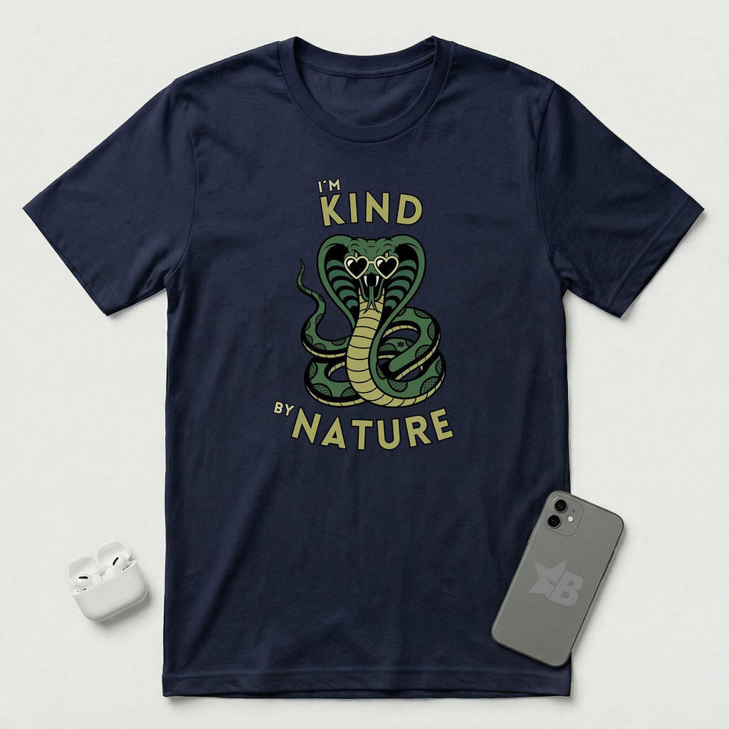 I'm Kind by Nature - Green Cobra - T-Shirt - Navy mockup