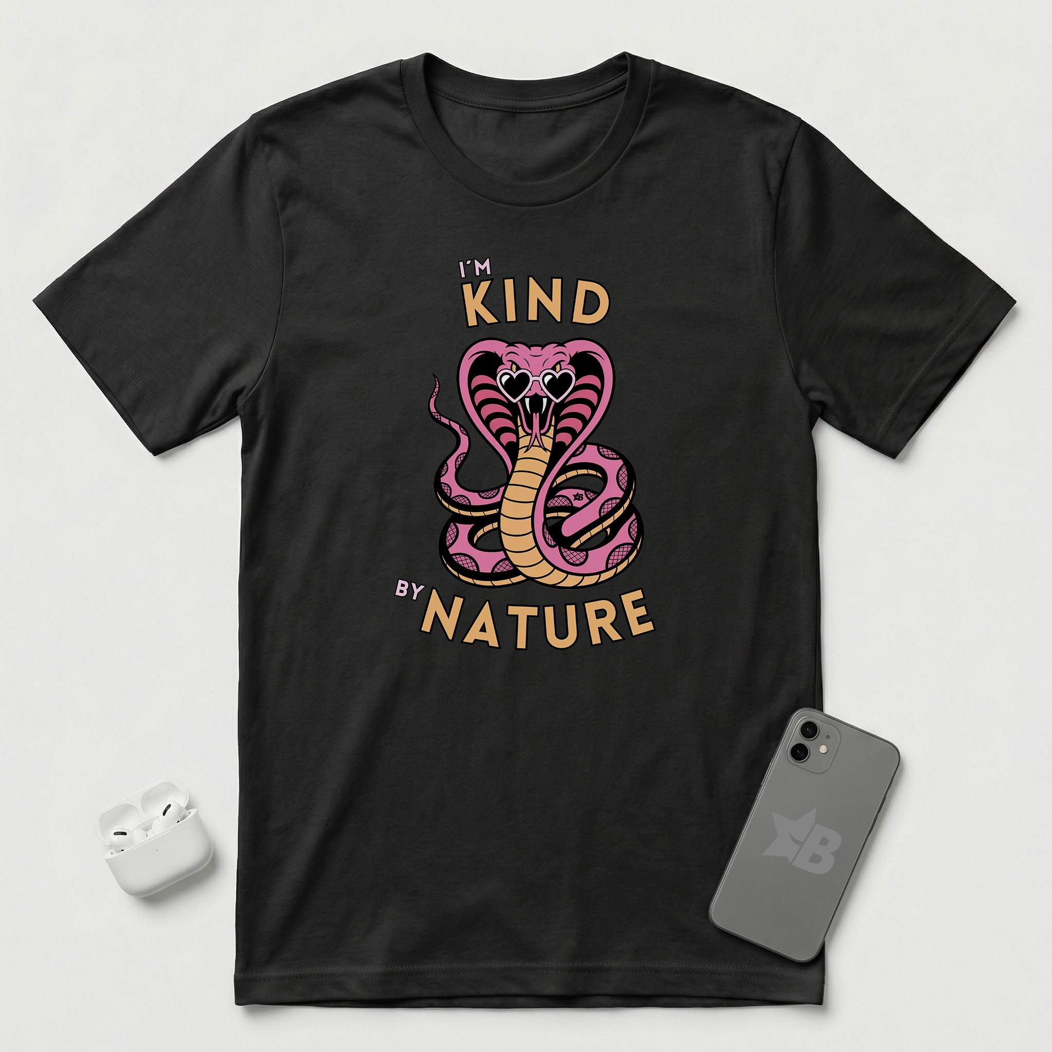 I'm Kind by Nature - Pink Cobra - T-Shirt - Black mockup