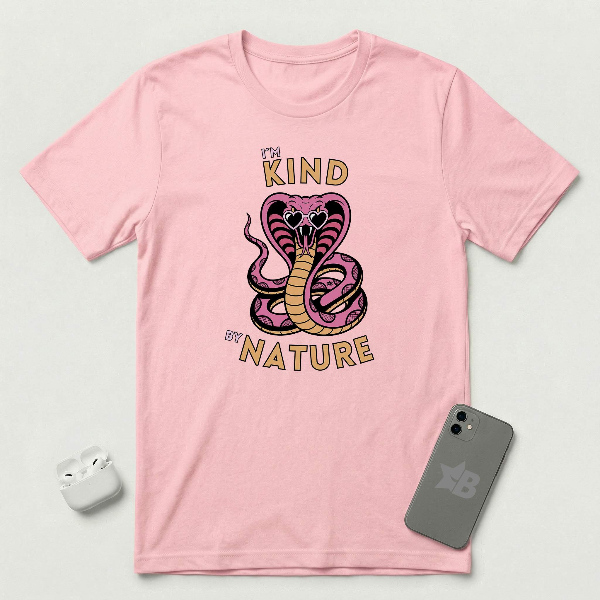 I'm Kind by Nature - Pink Cobra - T-Shirt - Pink mockup
