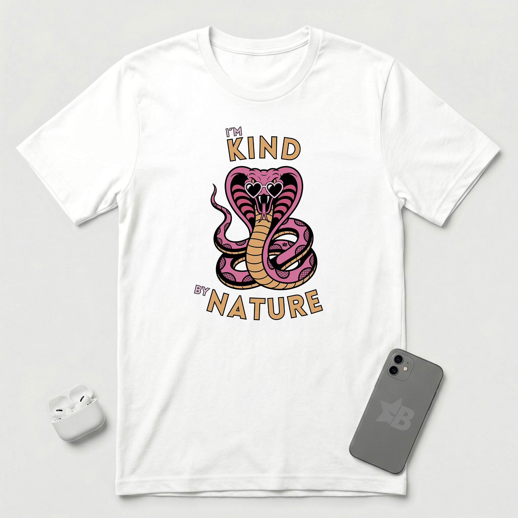 I'm Kind by Nature - Pink Cobra - T-Shirt - White mockup