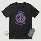 I Radiate Good Energy - Purple Peace Sign - T-Shirt - Black mockup