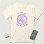 I Radiate Good Energy - Purple Peace Sign - T-Shirt - Natural mockup