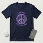 I Radiate Good Energy - Purple Peace Sign - T-Shirt - Navy mockup