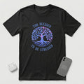 Too Blessed To Be Stressed - Light Blue Tree - T-Shirt - Black mockup