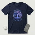 Too Blessed To Be Stressed - Light Blue Tree - T-Shirt - Navy mockup