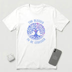 Too Blessed To Be Stressed - Light Blue Tree - T-Shirt - White mockup