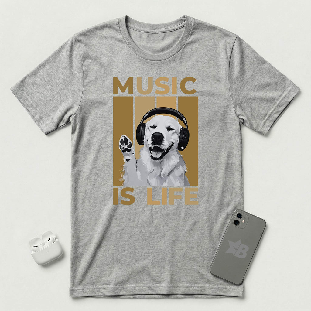 Music is Life - Dog - T-Shirt - Athletic Heather mockup