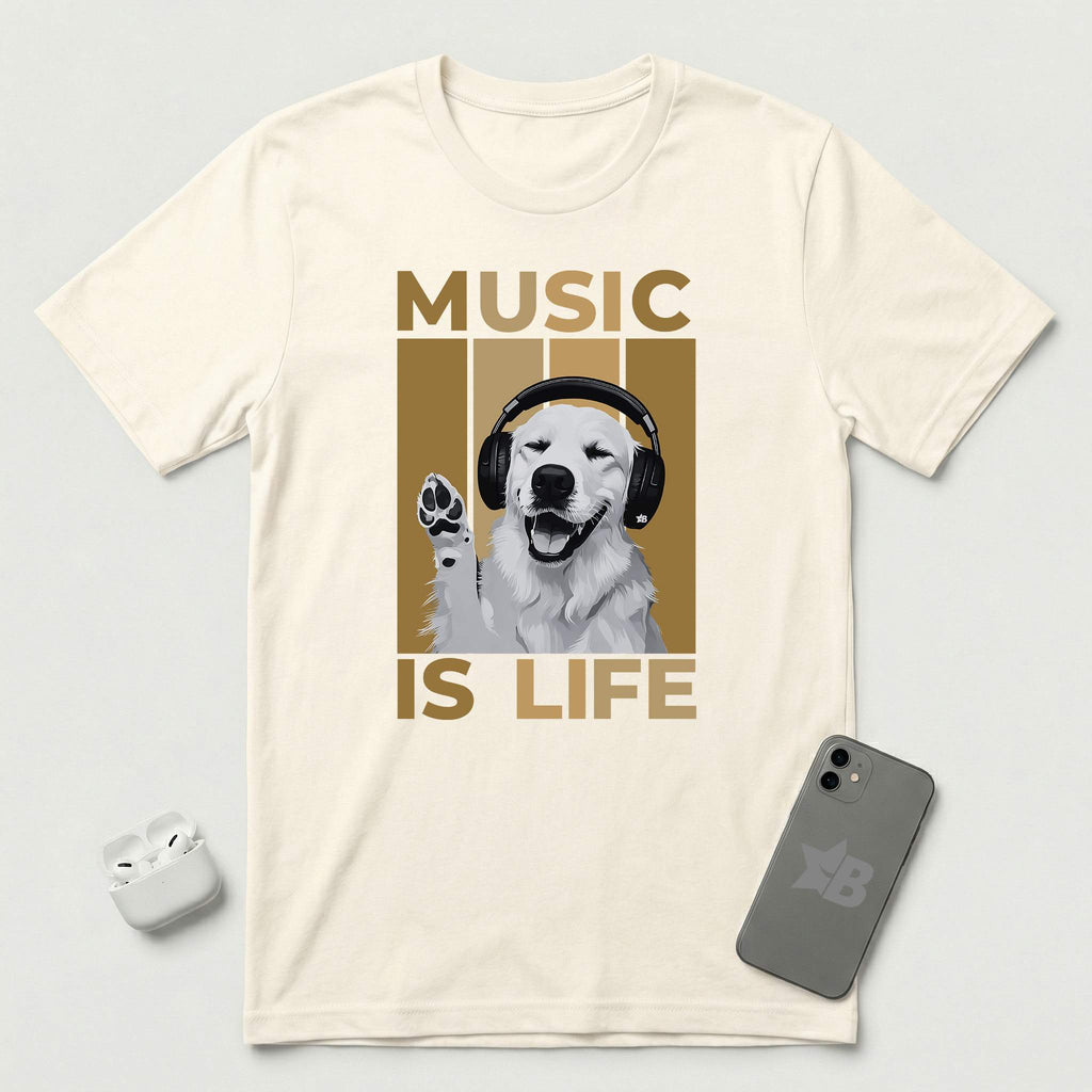 Music is Life - Dog - T-Shirt - Natural mockup