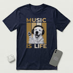 Music is Life - Dog - T-Shirt - Navy mockup