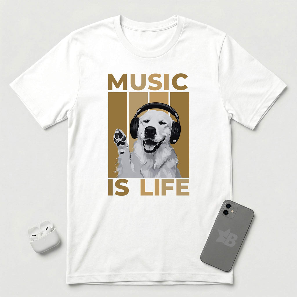Music is Life - Dog - T-Shirt - White mockup