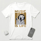 Music is Life - Dog - T-Shirt - White mockup