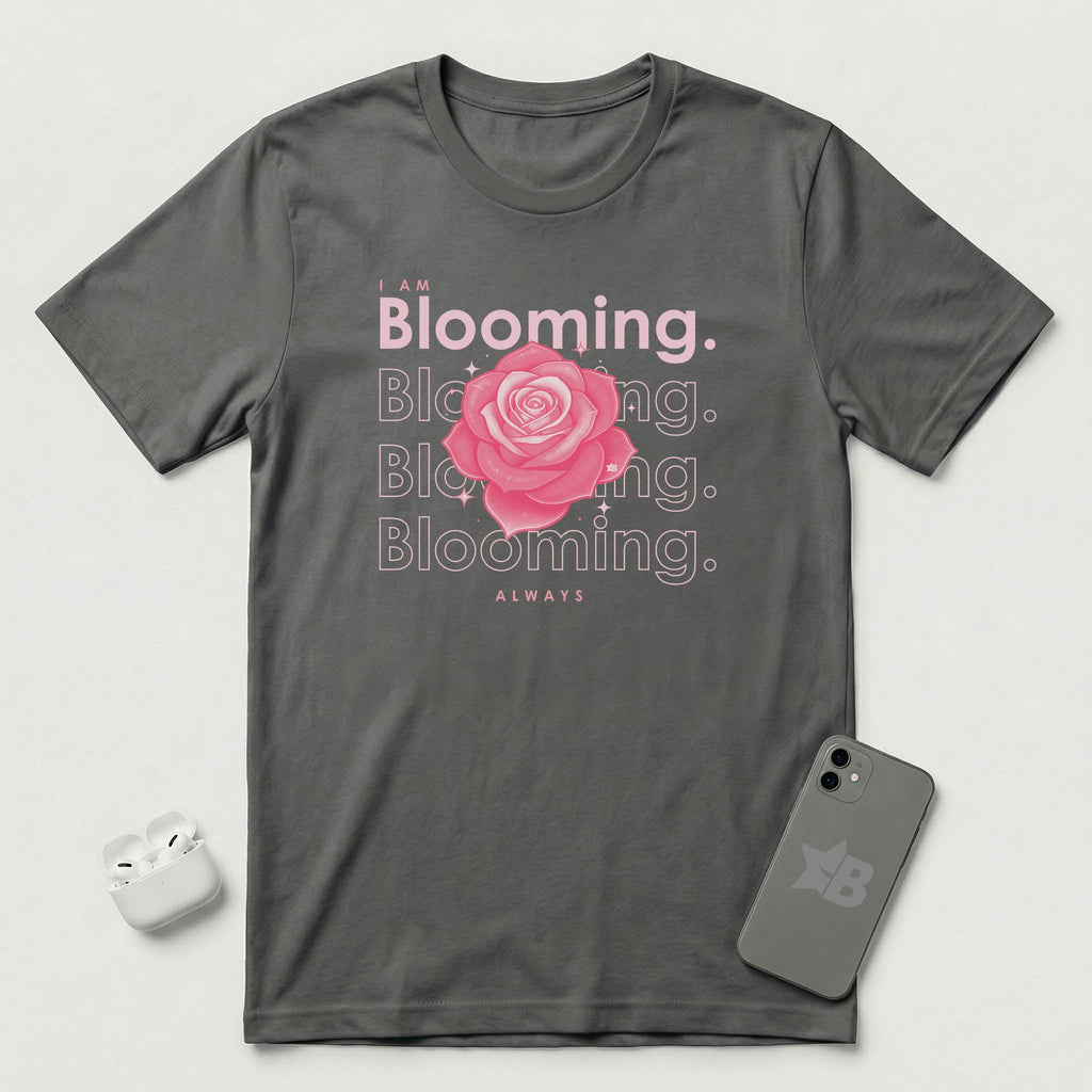 I am Blooming - Pink Flower - T-Shirt - Asphalt mockup
