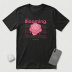 I am Blooming - Pink Flower - T-Shirt - Black mockup
