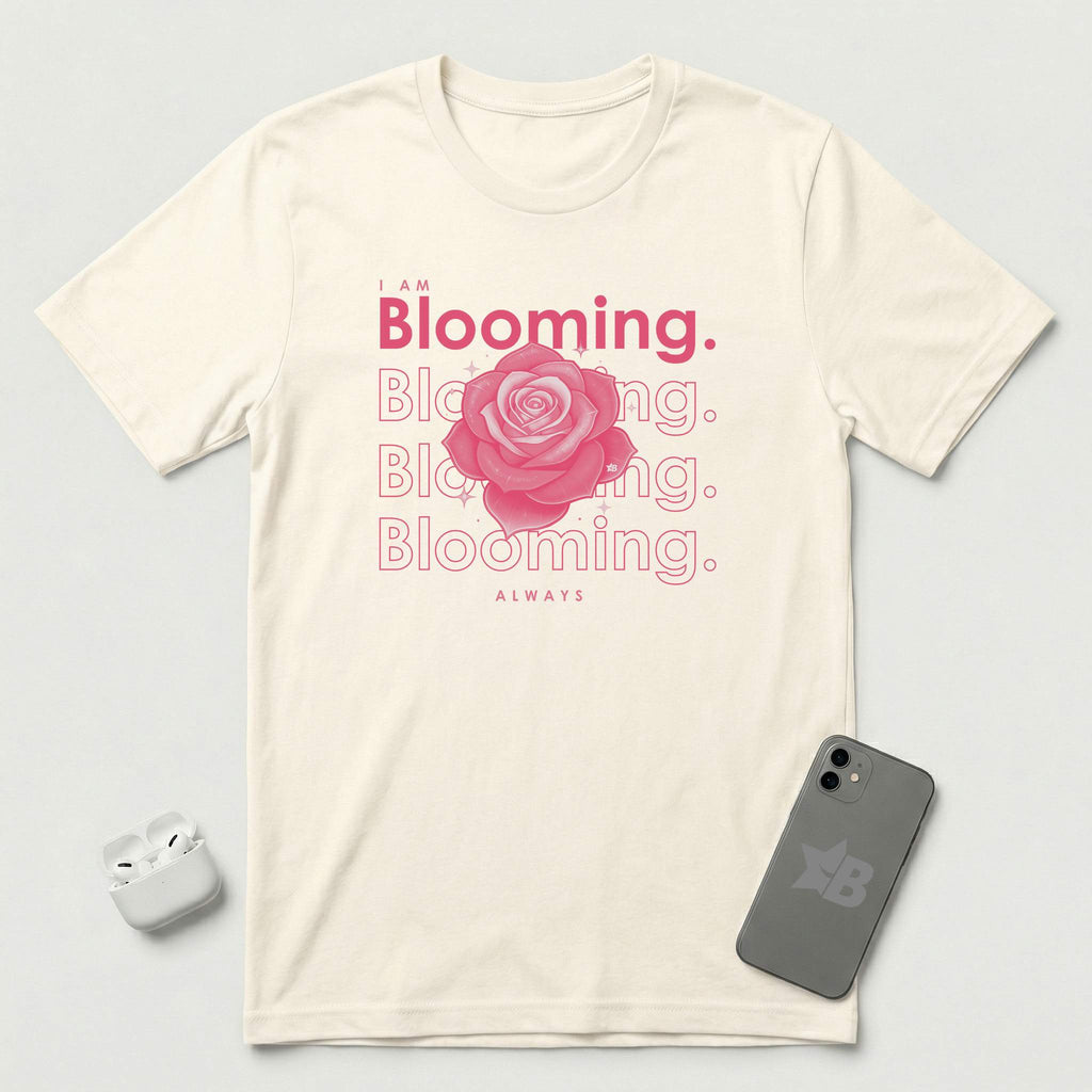 I am Blooming - Pink Flower - T-Shirt - Natural mockup