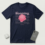 I am Blooming - Pink Flower - T-Shirt - Navy mockup